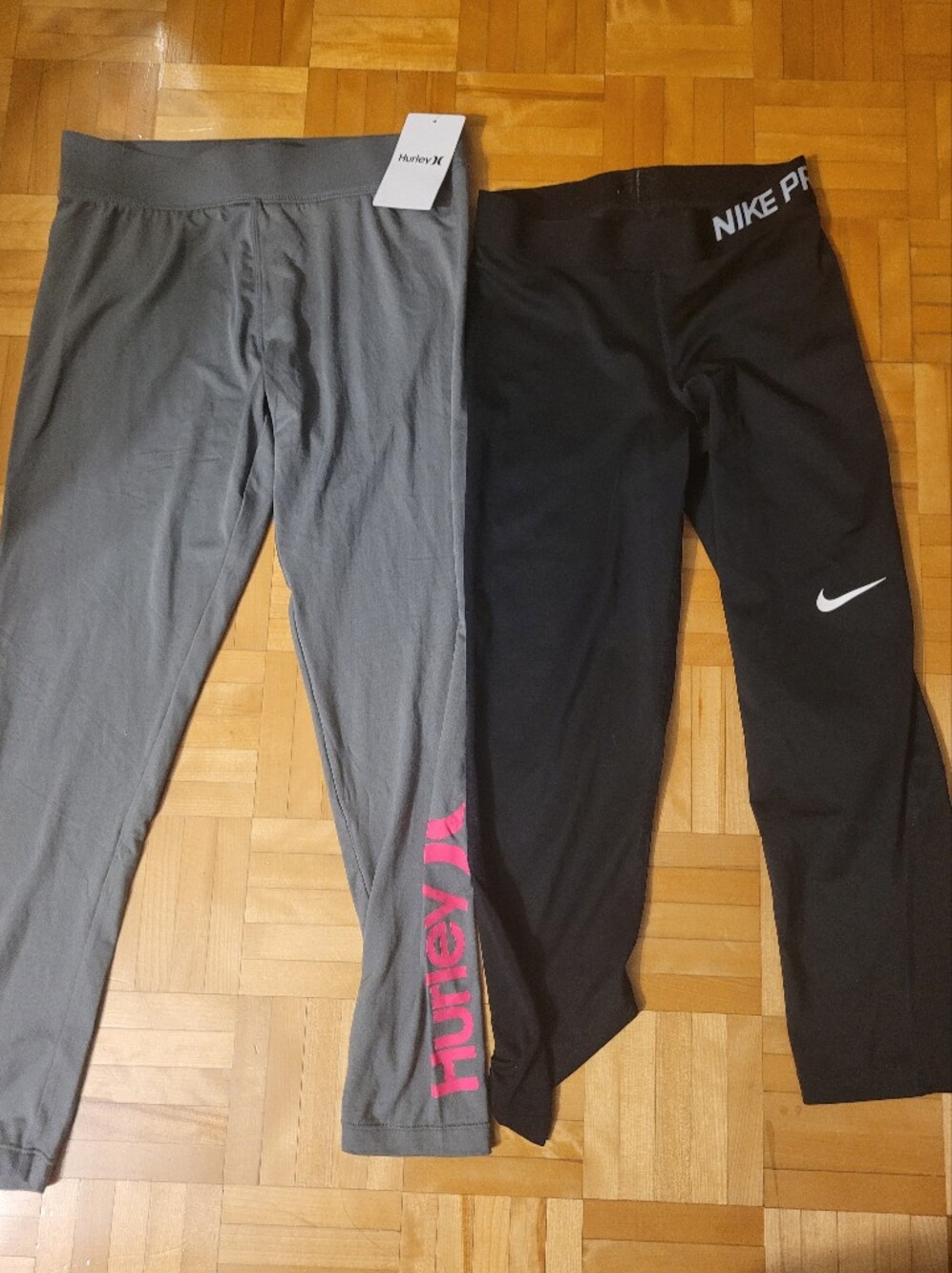 Nike & Hurley Kids Leggings in Black and Gray with Pink Logo